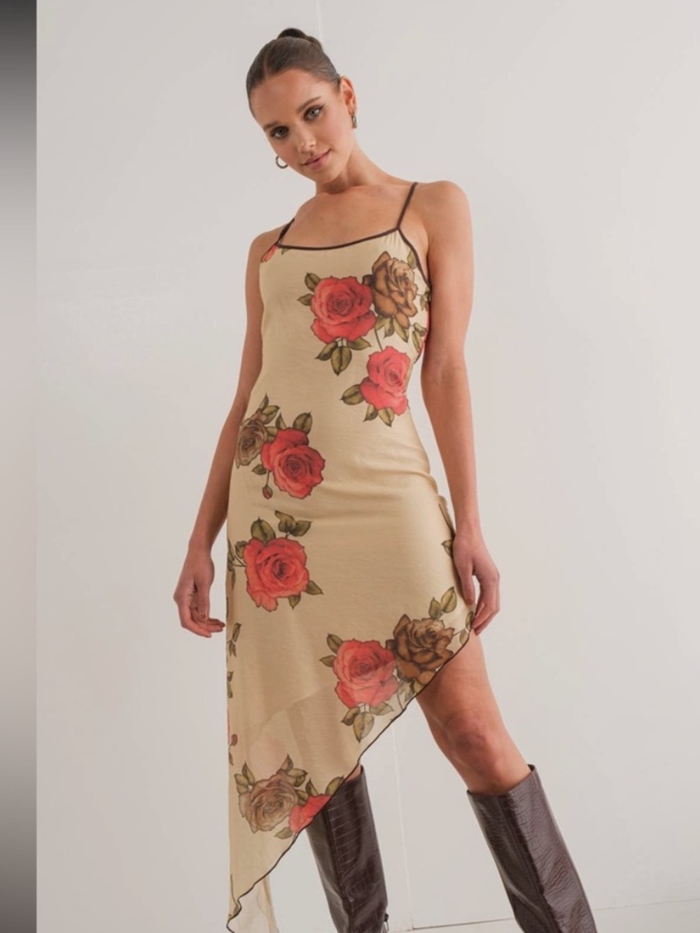 Pretty Garbage Dolls Kill NEW Valencia Dress Rose Midi asymmetrical size large